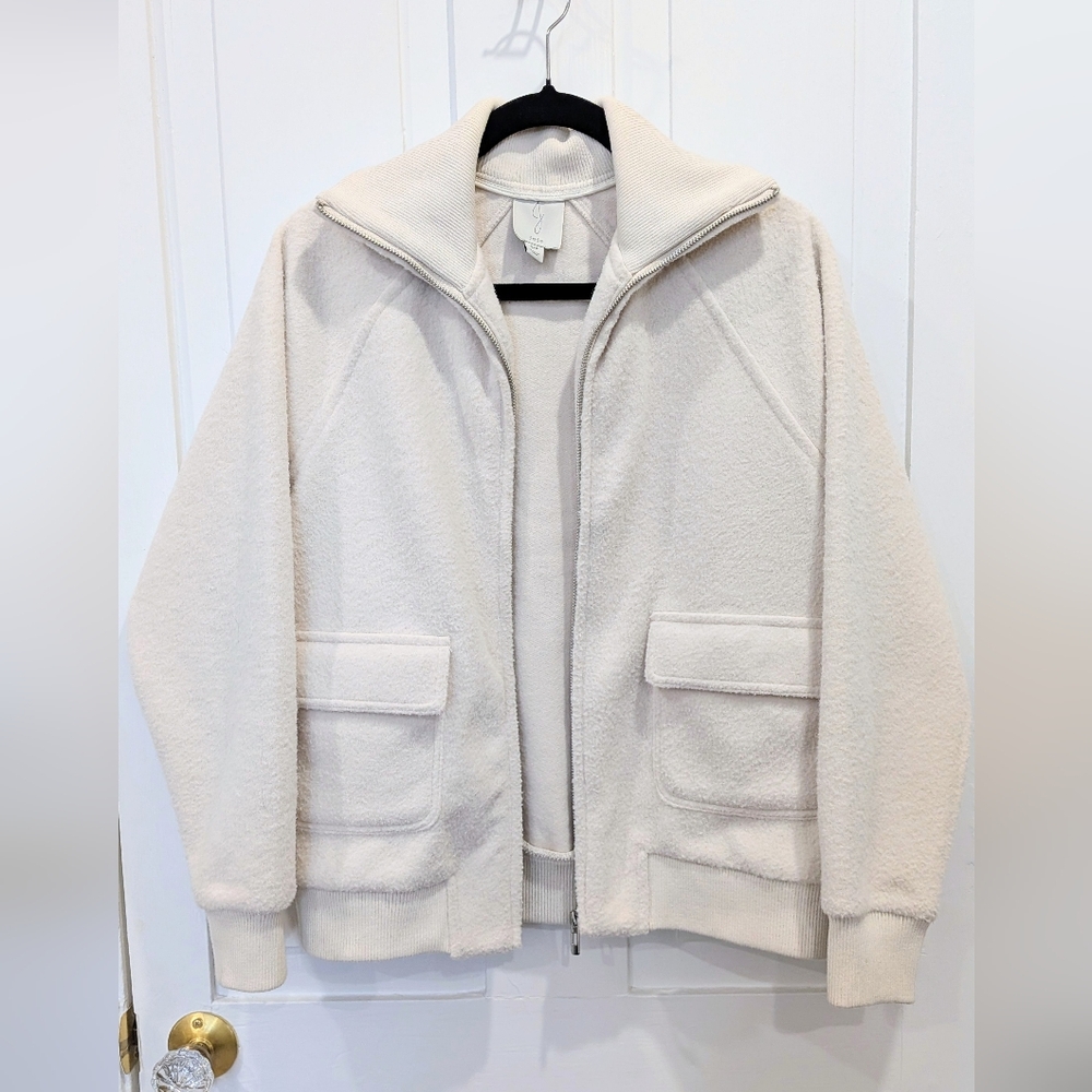 Joie Cream Bomper Fleeve Zip-Up Jacket | Small - Picture 2 of 5
